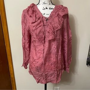 * Vintage Express silk pink ruffle blouse top